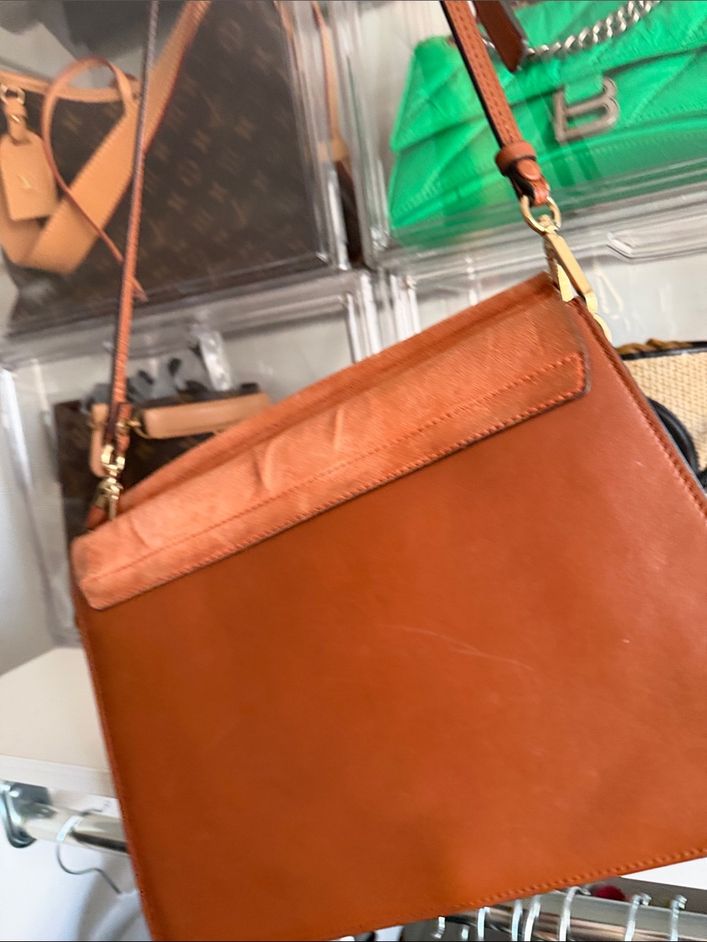CHLOE Faye Medium Leather & Suede Shoulder Bag in Cognac - Picture 5 of 5